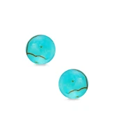Bling Jewelry Elegant Real 14K Yellow Gold Round Natural Stone Bead Ball Stud Earrings 6MM