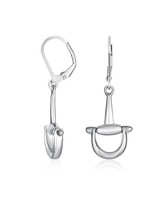 Equestrian Equine Horse Gift Cowgirl Lever back Dangle Snaffle Horse bit Earrings Western Jewelry For Women Teen Polished Finish.925 Sterling Silver