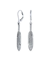Leaf Feather Oxidized Two Tone Lever back Dangle Earrings Western Jewelry For Women Oxidized.925 Sterling Silver