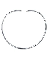 Bling Jewelry Classic Simple Plain Flat Slider Contoured Collar Curved Necklace For Women Silver Sterling 3MM