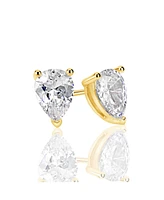 Suzy Levian New York Sterling Silver Cubic Zirconia Pear-Cut Classic Stud Earrings