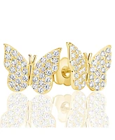 Suzy Levian Sterling Silver Cubic Zirconia Pave Posh Butterfly Stud Earrings