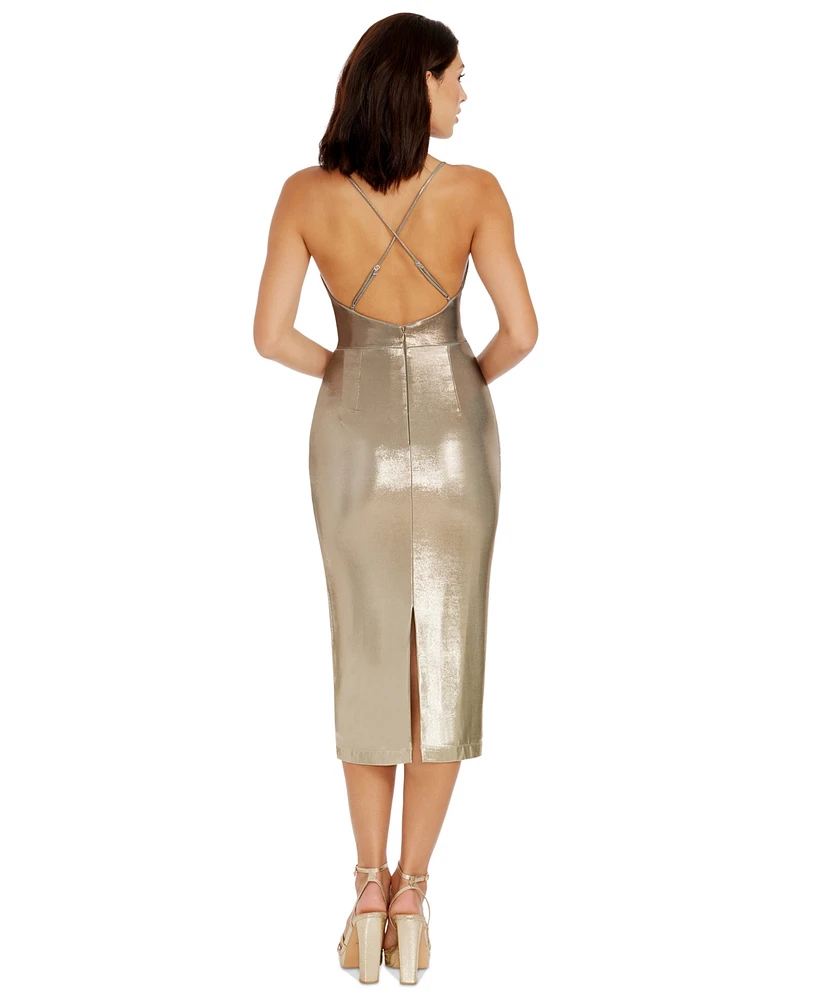 Dress the Population Women's Metallic Ruched Bodycon