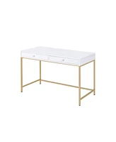 Ottey Vanity Desk in White High Gloss & Gold Finish