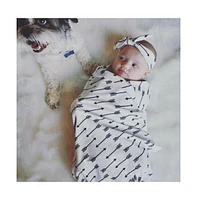 Baby Swaddle + Headband Set - Black Arrow