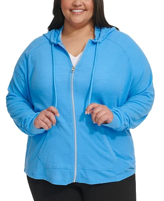 Calvin Klein Performance Ruched-Sleeve Zip Hoodie, Xs-3X