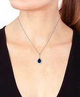 Effy Sapphire (1 ct. t.w.) & Diamond (1/8 ct. t.w.) 18" Pendant Necklace in 14k White Gold