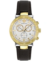 Versace Men's Swiss Chronograph Urban Mystique Black Leather Strap Watch 43mm