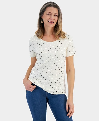 Style & Co Women's Printed Short-Sleeve Scoop-Neck Top, Created for Macy's