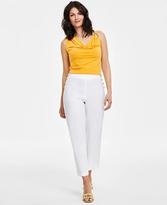 I.n.c. International Concepts Petite Linen-Blend High-Rise Wide-Leg Pants, Created for Macy's