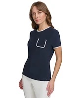 Tommy Hilfiger Women's Contrast-Trim Short-Sleeve Top