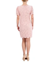 Jessica Howard Women's Short-Sleeve Lace Sheath Dress