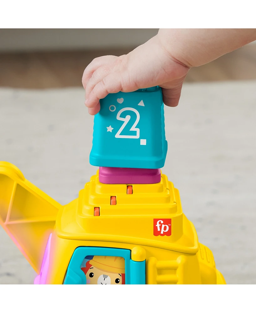 Fisher Price Count and Stack Crane Baby and Toddler Learning Toy with Blocks, Lights and Sounds - Multi