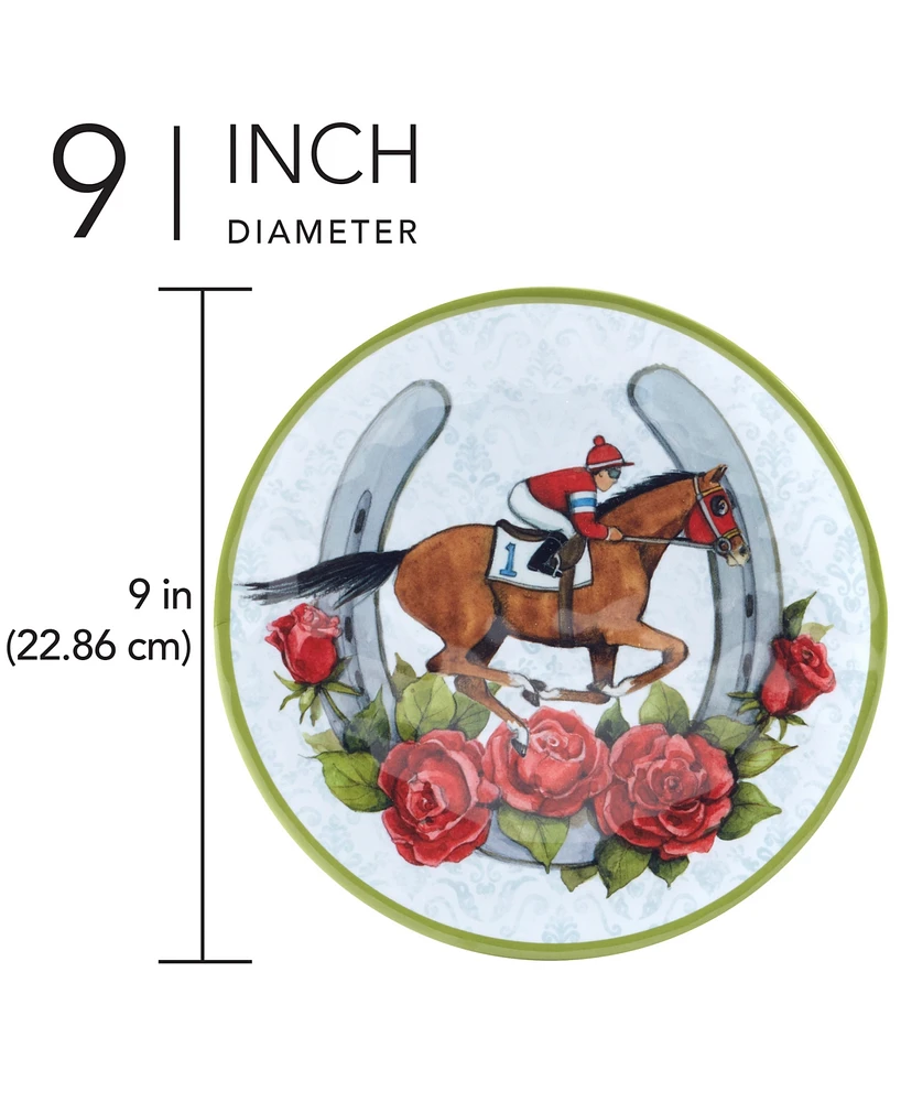 Certified International Derby Day At The Races Set of 6 Melamine Salad Plates, Service For 6