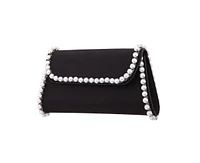 Nina Imitation Pearl Trim Trapezoid Flap Bag