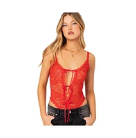 Women's Maribelle tie front sheer lace bodysuit