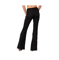 Women's Satin lace up flared jeans