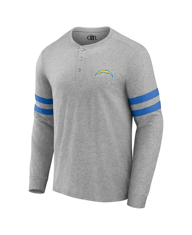 Men's Nfl x Darius Rucker Collection by Fanatics Heather Gray Los Angeles Chargers Henley Long Sleeve T-shirt