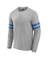 Men's Nfl x Darius Rucker Collection by Fanatics Heather Gray Los Angeles Chargers Henley Long Sleeve T-shirt