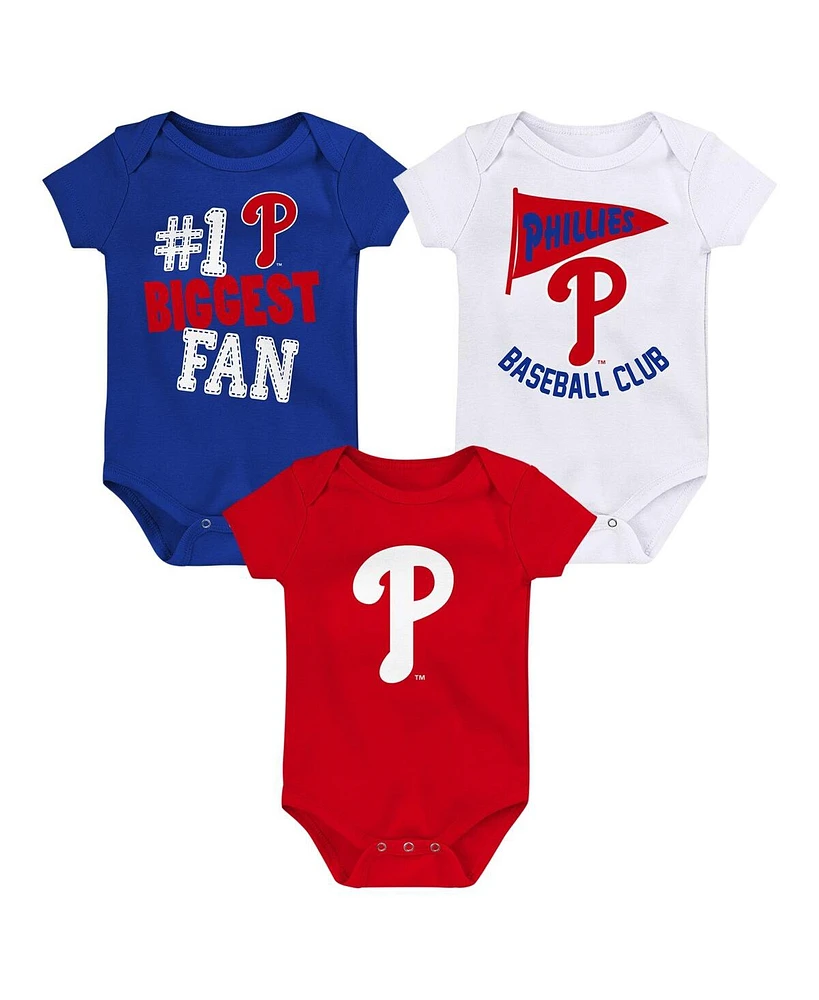 Baby Boys and Girls Fanatics Philadelphia Phillies Fan Pennant 3-Pack Bodysuit Set