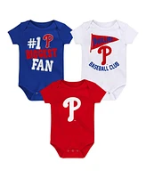 Baby Boys and Girls Fanatics Philadelphia Phillies Fan Pennant 3-Pack Bodysuit Set