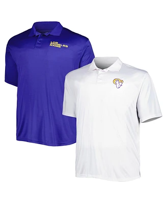 Men's Fanatics Royal, White Los Angeles Rams Solid Two-Pack Big and Tall Polo Shirt Set