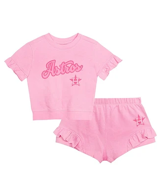 Girls Toddler Fanatics Pink Houston Astros Dugout Cute T-shirt and Shorts Set