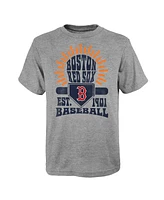 Big Boys Gray Distressed Boston Red Sox Sun Burst T-shirt