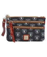 Women's Dooney & Bourke Las Vegas Raiders Signature Triple-Zip Wristlet