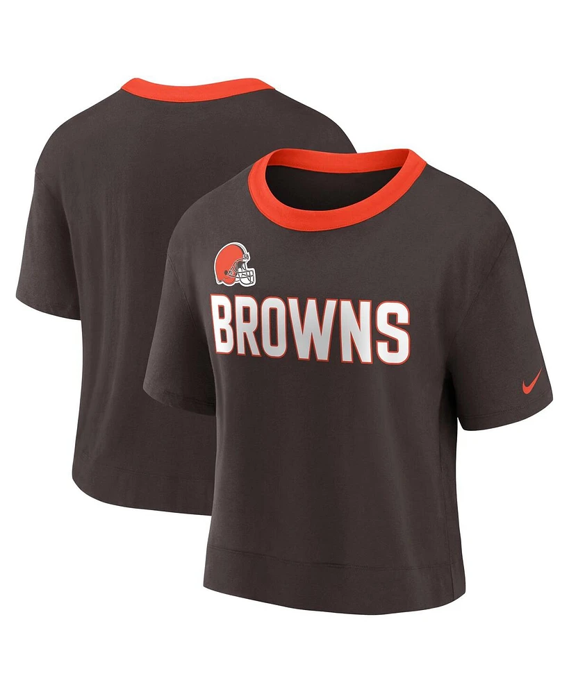 Women's Nike Brown Cleveland Browns High Hip Fashion Cropped Top