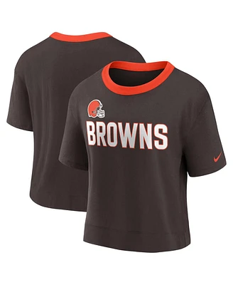 Women's Nike Brown Cleveland Browns High Hip Fashion Cropped Top