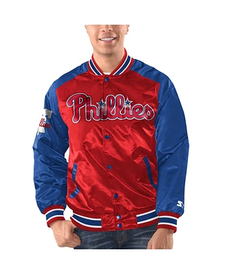 Men's Starter Red, Royal Philadelphia Phillies Varsity Satin Full-Snap Jacket