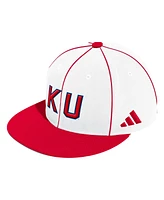 Men's adidas White Kansas Jayhawks On-Field Baseball Fitted Hat