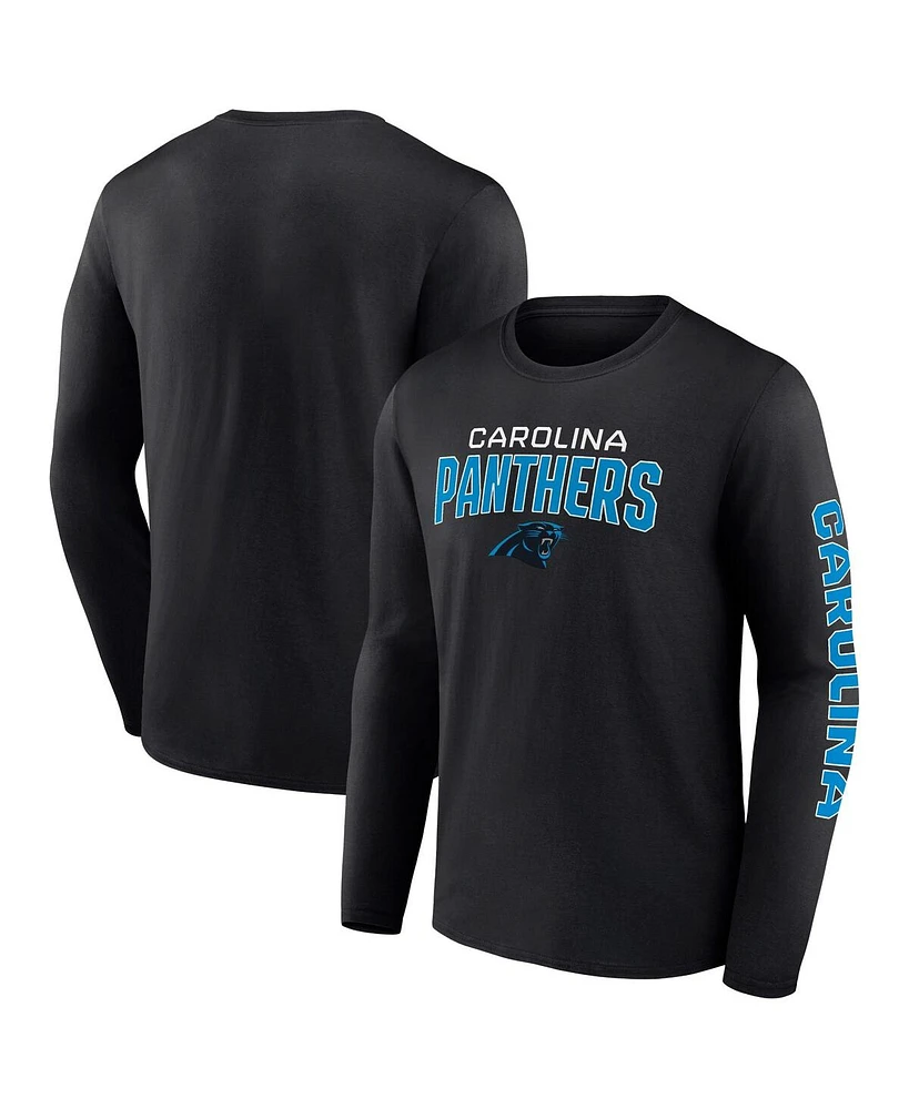 Men's Fanatics Black Carolina Panthers Big and Tall Wordmark Go the Distance Long Sleeve T-shirt