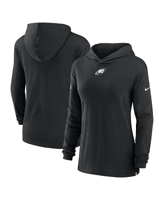 Women's Nike Black Philadelphia Eagles Sideline Performance Long Sleeve Hoodie T-shirt