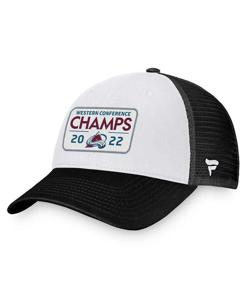 Men's Fanatics Black Colorado Avalanche 2022 Western Conference Champions Locker Room Trucker Adjustable Hat