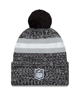 Youth Boys and Girls New Era Black Las Vegas Raiders 2023 Sideline Cuffed Knit Hat With Pom