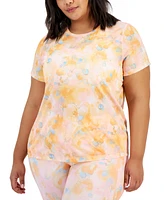 Id Ideology Plus Dreamy Bubble-Print Birdseye Mesh Top, Created for Macy's