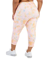 Id Ideology Women's Plus Dreamy Bubble-Print Cropped Compression Leggings, Created for Macy's