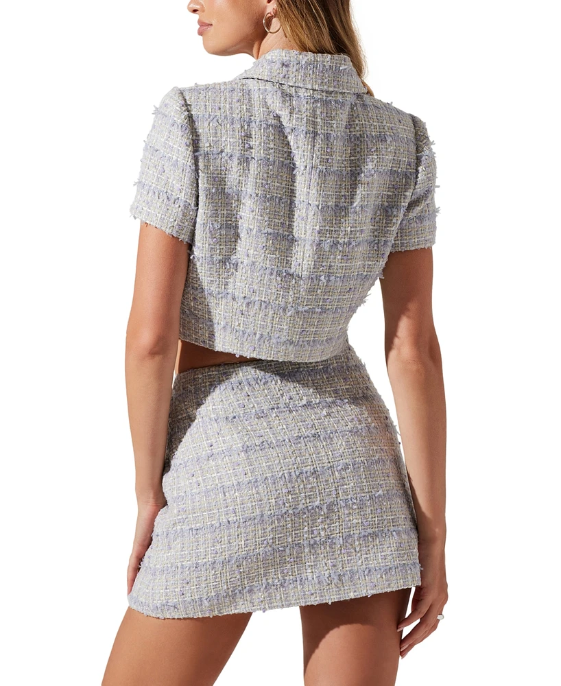 Astr the Label Women's Mavey Tweed Short-Sleeve Top
