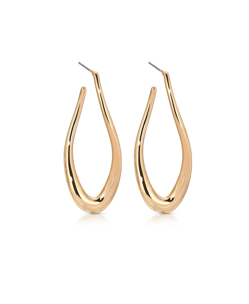 Ettika Oblong 18k Gold Plated Abstract Hoop Earring