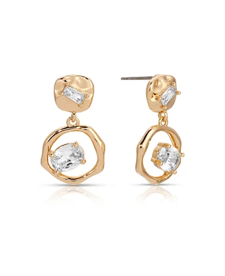 Ettika Organic Shape 18k Gold Plated Crystal Earrings