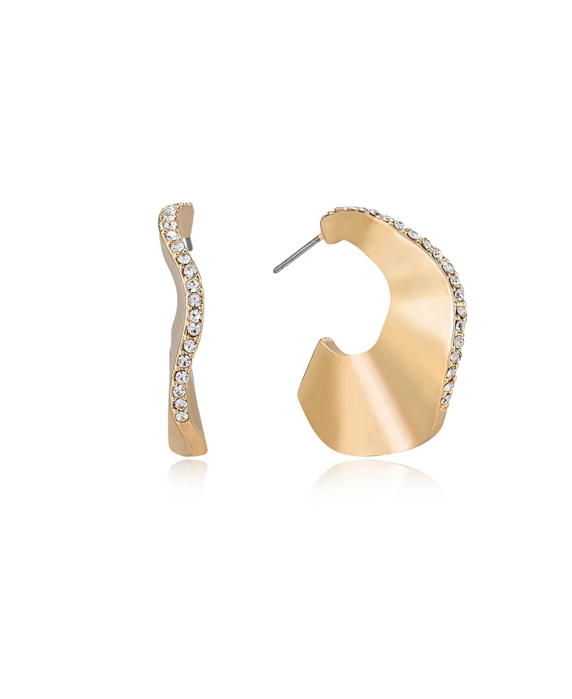 Ettika Ripple Pave 18k Gold Plated Hoops