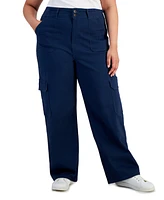 Celebrity Pink Trendy Plus Relaxed-Fit Straight-Leg Cargo Pants