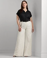 Lauren Ralph Plus Linen Dolman Sleeve Top