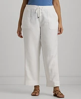 Lauren Ralph Plus-Size Linen Wide-Leg Pants