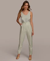 Donna Karan Women's Pleat-Front Cotton Pants