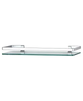 Floating Wall Mount Tempered Glass Bathroom Shelf with Brushed Chrome Rail