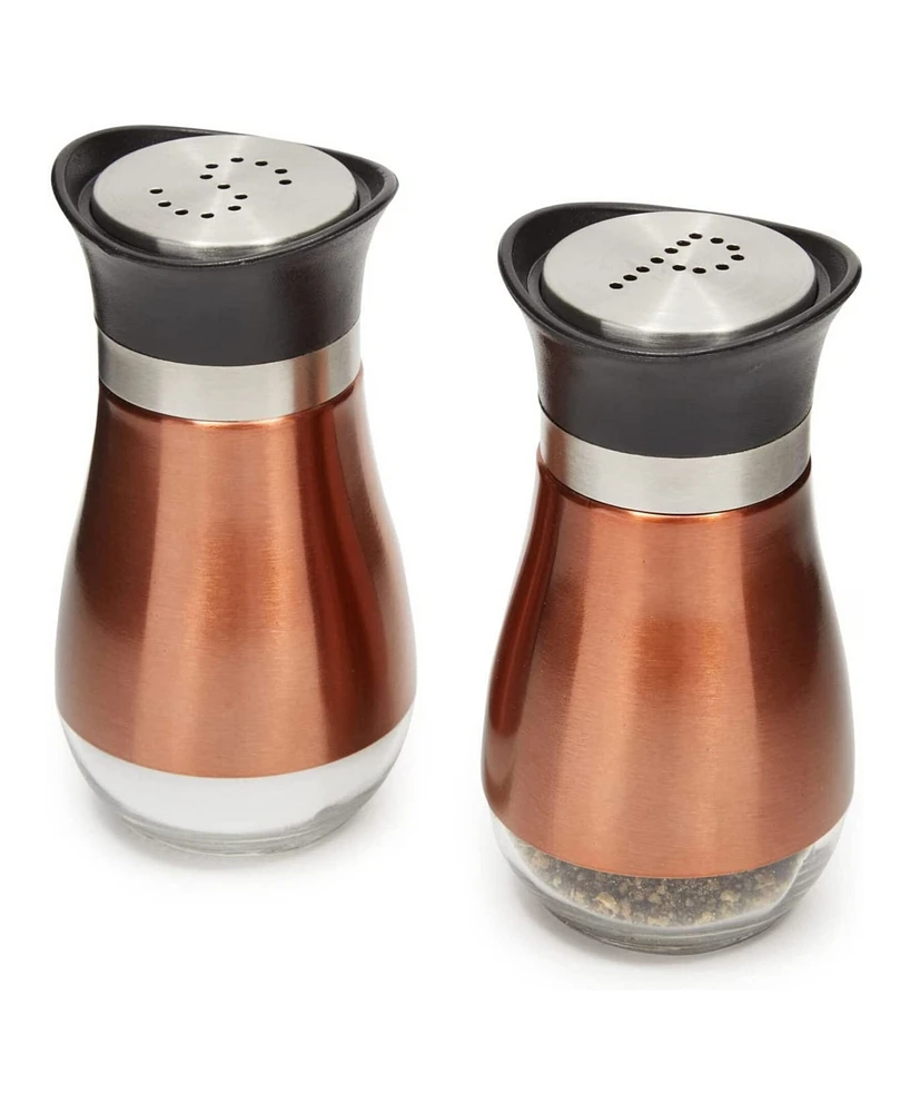 Circleware Cafe Contempo Copper and Glass 2 Pc Salt and Pepper