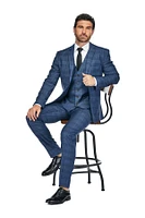 Slim Fit 3PC Check Men's Suit